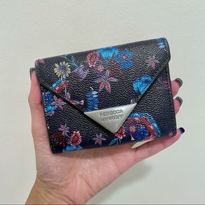 Rebecca Minkoff Navy Blue Floral Keychain Wallet